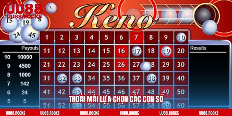 Thoải mái lựa chọn các con số